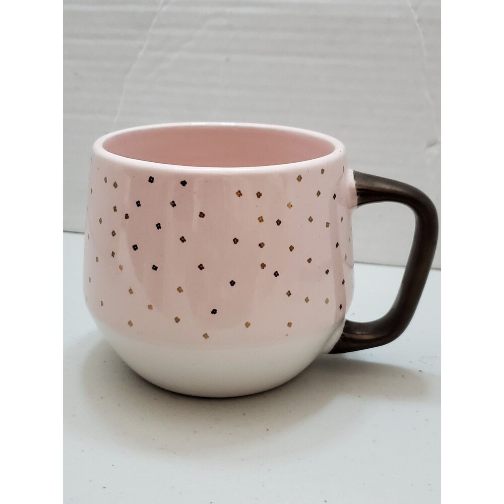 Stonewear Pink Golden Polka Dots Big Coffee Mug